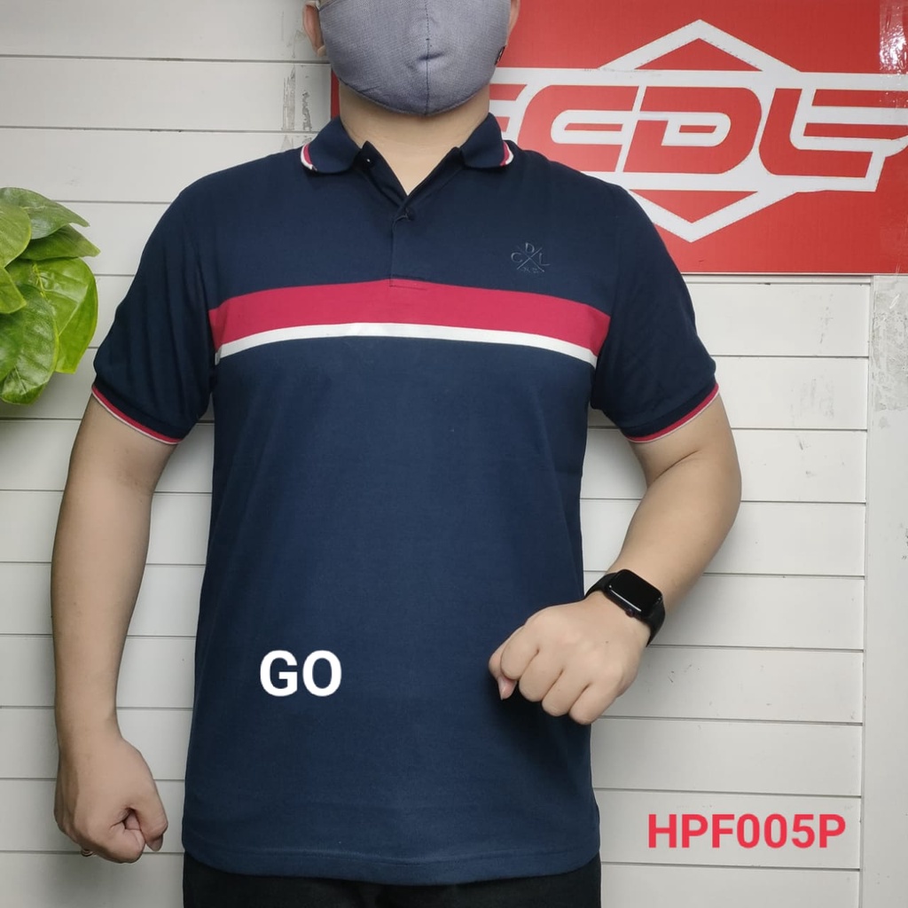 gof KPC CDL By (CARDINAL) POLO T-SHIRT Pakaian Pria Atasan Kaos Polo Berkerah Garis Salur Lengan Pendek