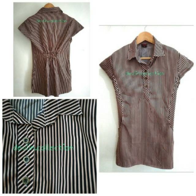 Blouse blus panjang baju wanita import bangkok thailand garis TM002