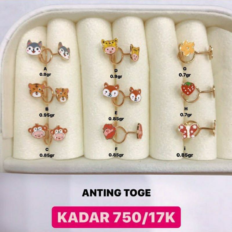 Anting Toge Anak 750 Asli - Anting Mas - Anting Emas Kadar 750 - Perhiasan Emas - Toko Emas Anting E