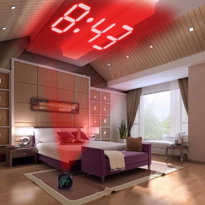 Jam Alarm Dinding Besar Digital Proyektor LCD Light Thermometer z