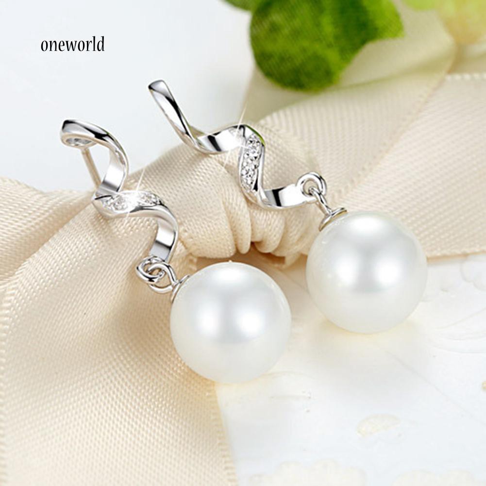 Anting Panjang Berlian Imitasi dengan Mutiara Imitasi untuk Hadiah Valentine