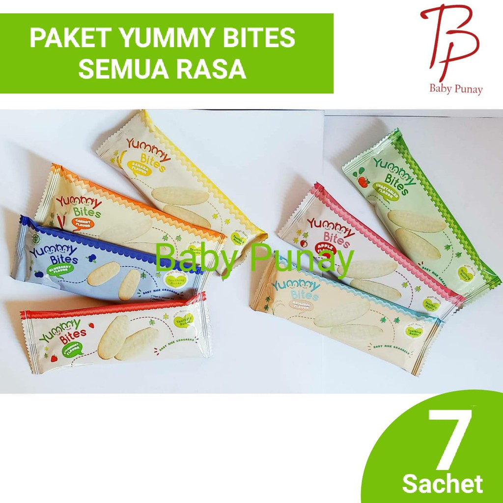 iYUMMY BITES CRACKERS MIX 7 VARIAN RASA (7 BUNGKUS) FREE FOOD CONTAINER  | Snack Bayi | Snack Mpasi Bayi | Makanan bayi | Cemilan Bayi