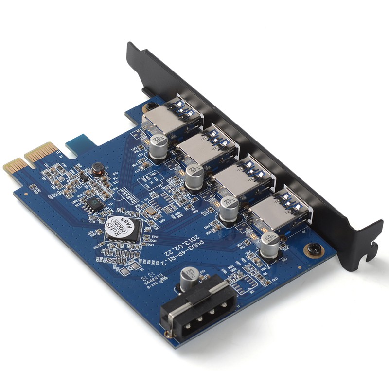 Pci express x1 orico usb 3.0 4 port hub VLI800 5Gbps 4 pin power pvu3-4p - Pcie Pci-e card expansion usb3.0 4 slot