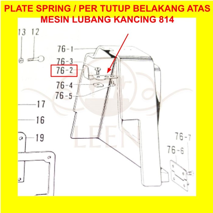 Per Tutup Belakang 814 Plate Spring Mesin Lubang Kancing Brother LEEN