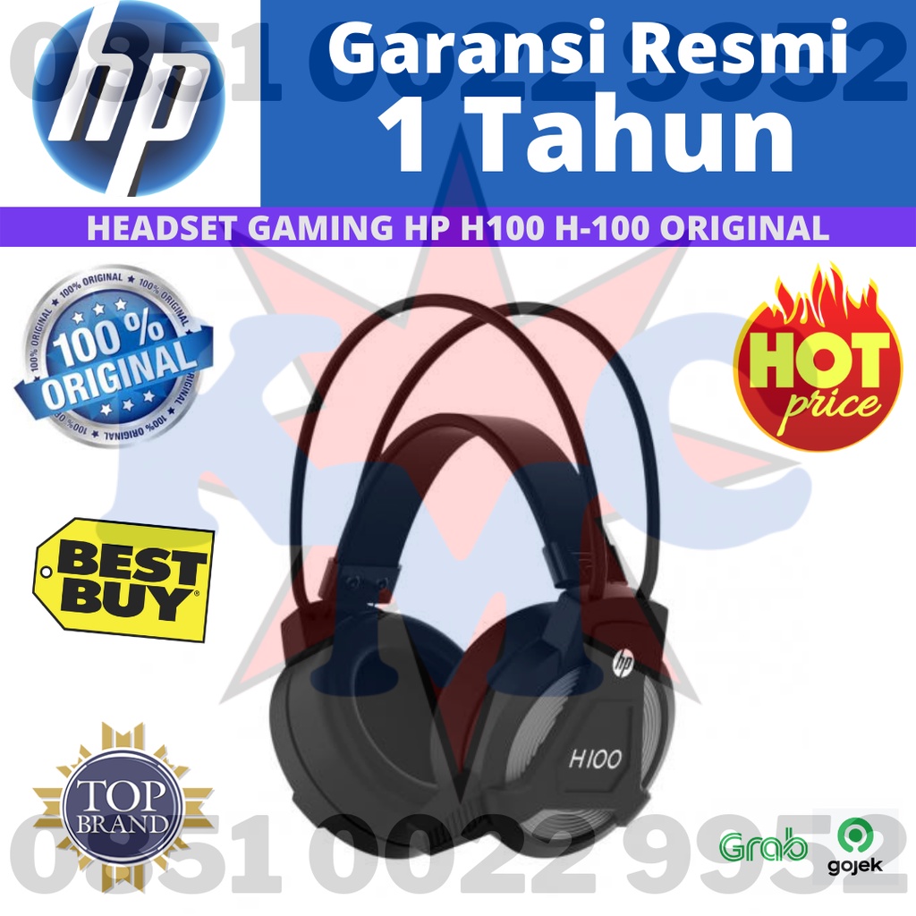 Headset Gaming HP H100 Original H-100 Mobile PC Headset With 2x Jack Headphone Gaming Series H 100