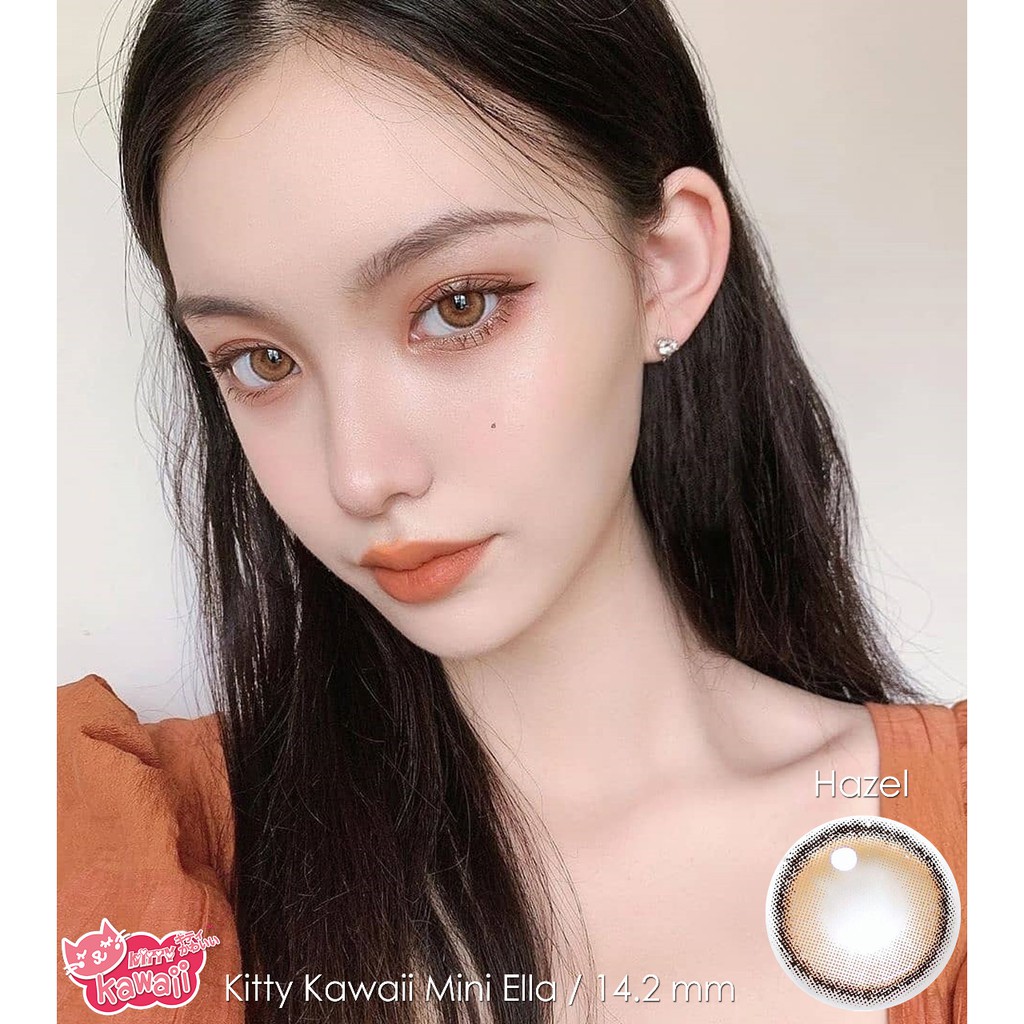 Soflens Kitty Kawaii Mini Ella Warna Gray Grey Pumpkin Brown Hazel Olive Idol Roze Airy Minus Murah