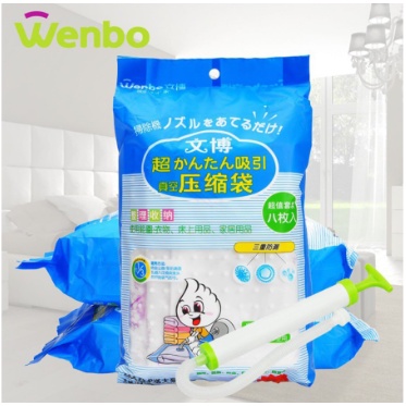 ES55 Wenbo Vacuum Bag isi 8 (3 3 2) Vakum Plastik Set Gratis Pompa Manual