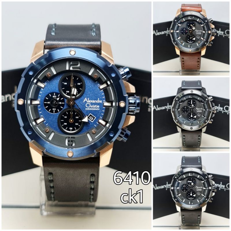 Jam tangan pria kulit Alexandre Christie AC6410MC 6410 ORIGINAL BERGARANSI RESMI