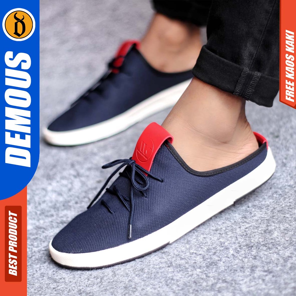 DEMOUS SWAREZ Sepatu Sandal Bustong Pria Sepatu Slop Tutong Hitam