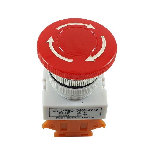 Saklar Emergency Stop LAY7 PBCY090 LAY37 Push Button Switch Tombol Jamur Emergensi