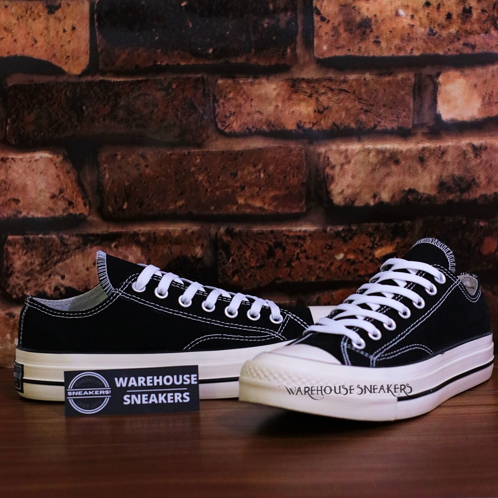 Sepatu Converse 70s Chuck Taylor Low Black White / Sneakers Konvers Konverse Hitam Putih Pendek