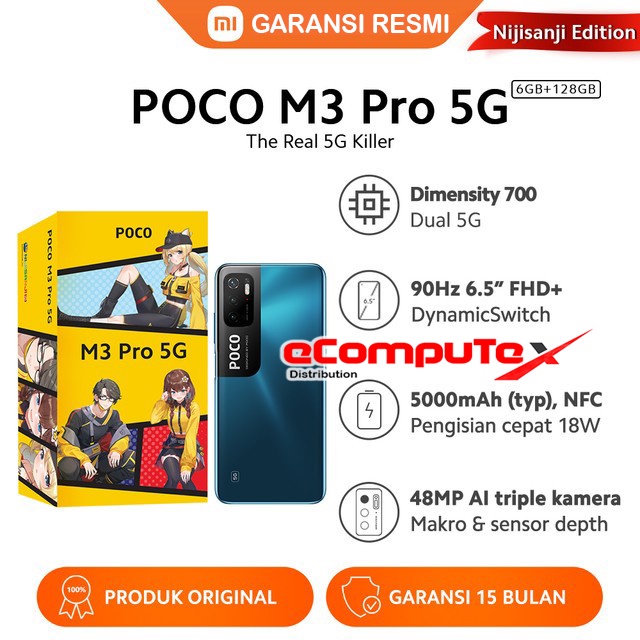 HANDPHONE XIAOMI POCO M3 5G PRO 6/128 KUNING HITAM BIRU / XI AOMI POCOPHONE M 3 5 G 6+128 ORIGINAL GARANSI RESMI