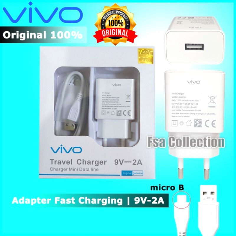 Charger/TC Vivo Original FAST CHARGING 9Volt QUALCOMM 2.0A micro USB