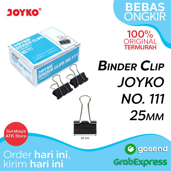 

Binder Clip JOYKO 111 1 BOX 12 PCS Klip Penjepit Kertas Paper Clip