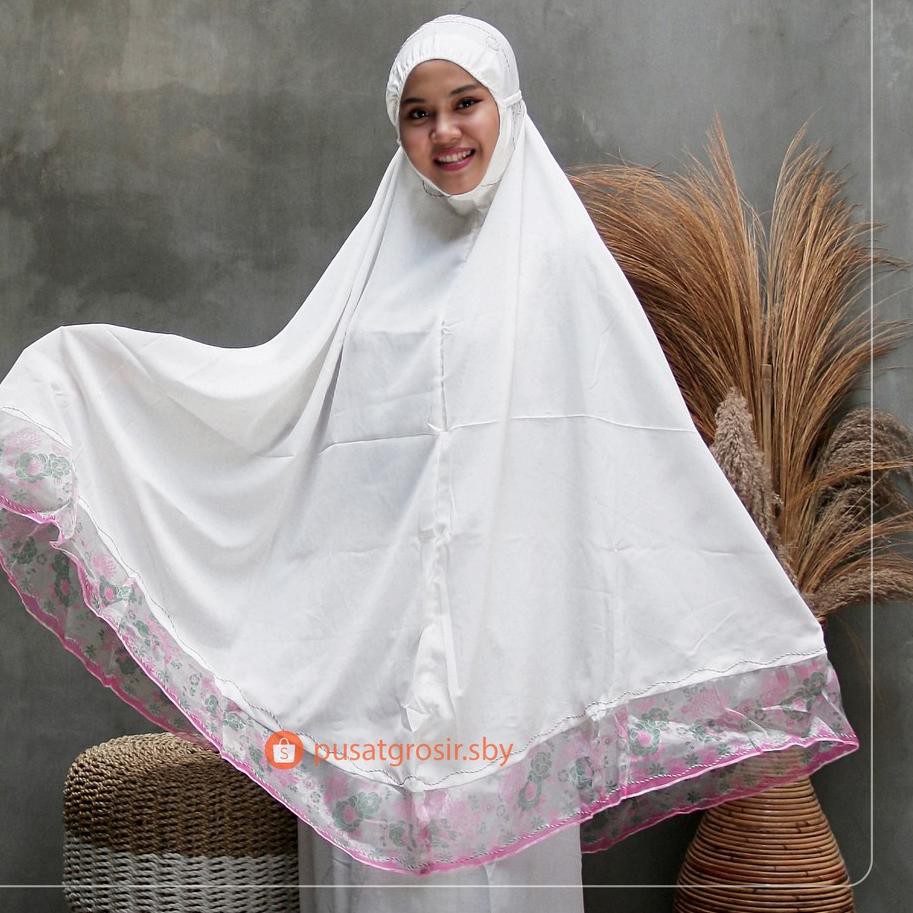★Recommended 7.7★ [COD] mukena bordir bunga mukena putih polos mukena murah dewasa mukena terusan mu