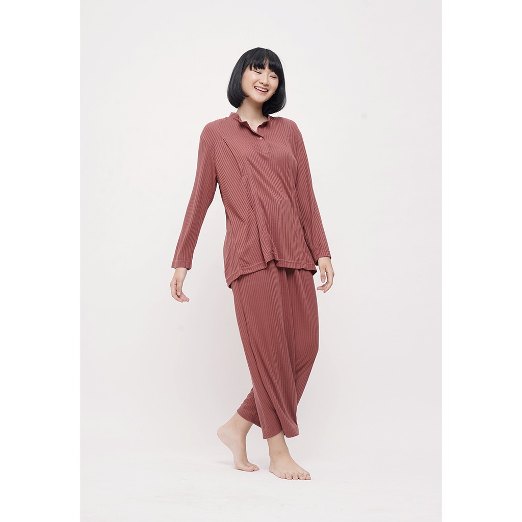 

MONOMOM Jamie Rib Mauve - Baju Menyusui, baju tidur menyusui, baju tidur busui, piyama