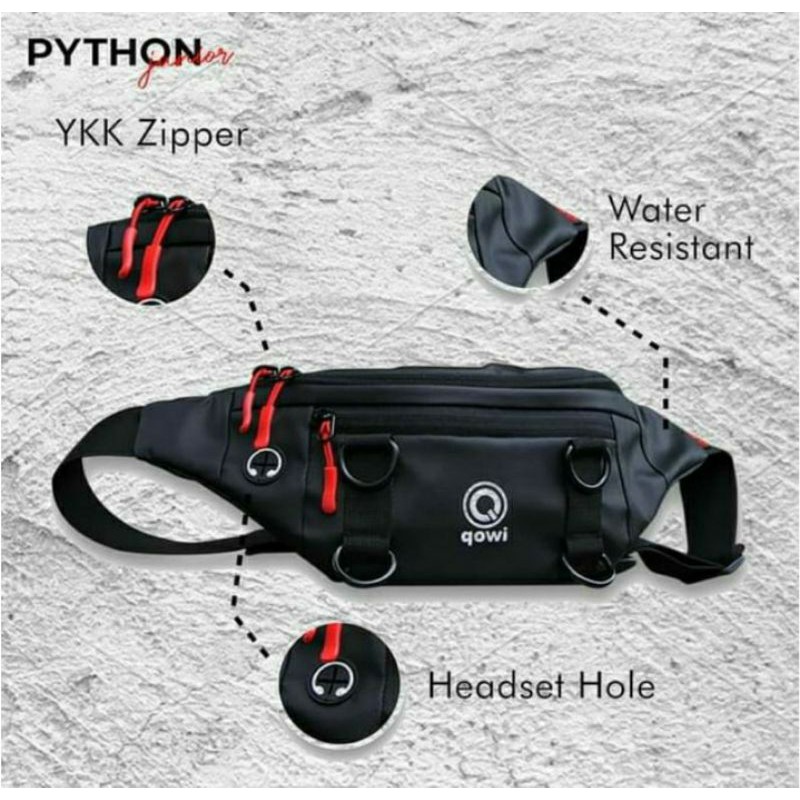 Garansi 1 Tahun Tas Selempang waistbag Pria Anti Air Qowi Phyton Jr