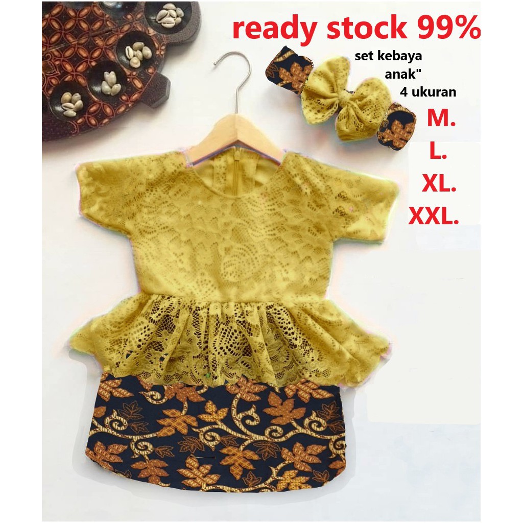 buat umur 1&amp;8 tahun set kebaya anak anak  kutubaru 6 warna