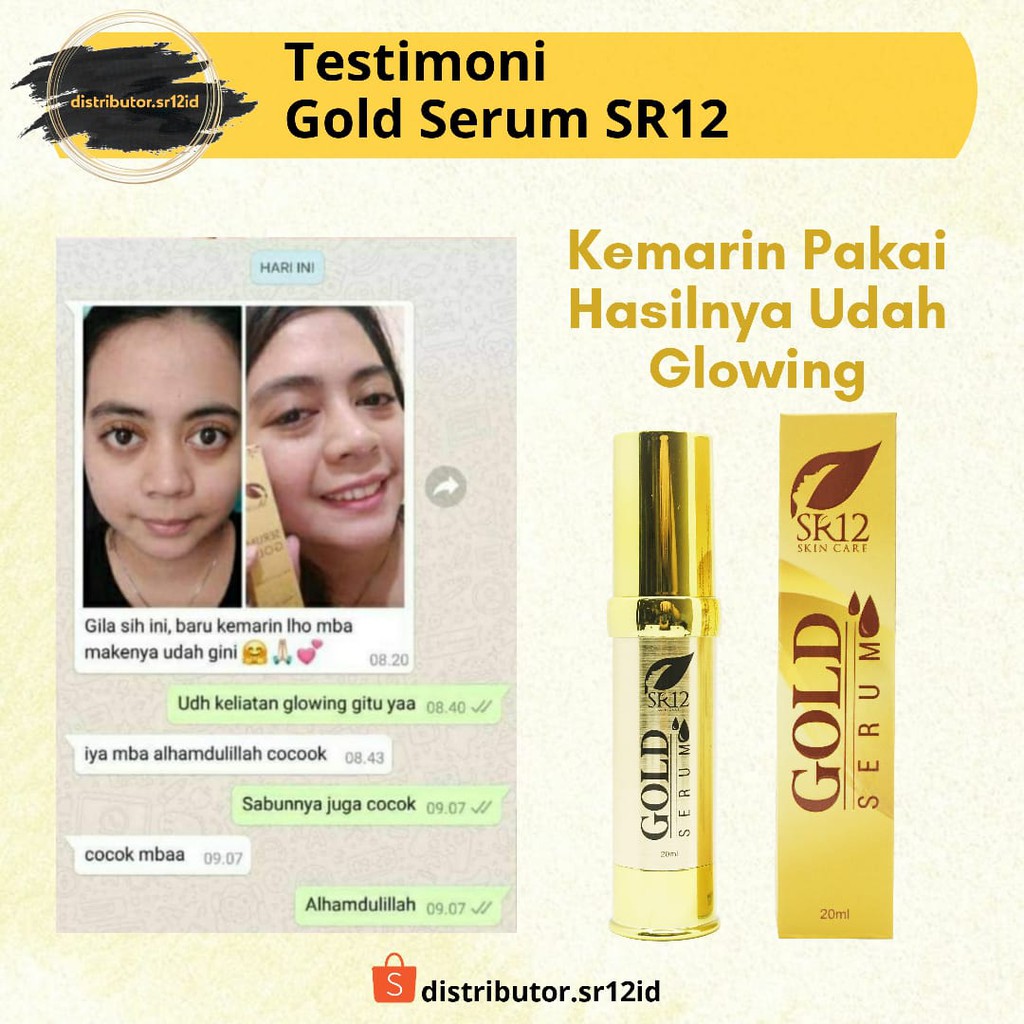 Gold Serum SR12 Serum Pencerah Wajah Antiaging Serum Glowing BPOM 20 ml