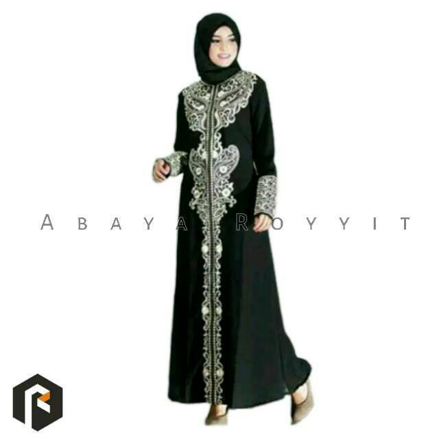 Gamis Abaya Arab Hitam Busana Muslim Wanita Terbaru Fashion Wanita Bahan Jetblack Saudi Bordir Asli