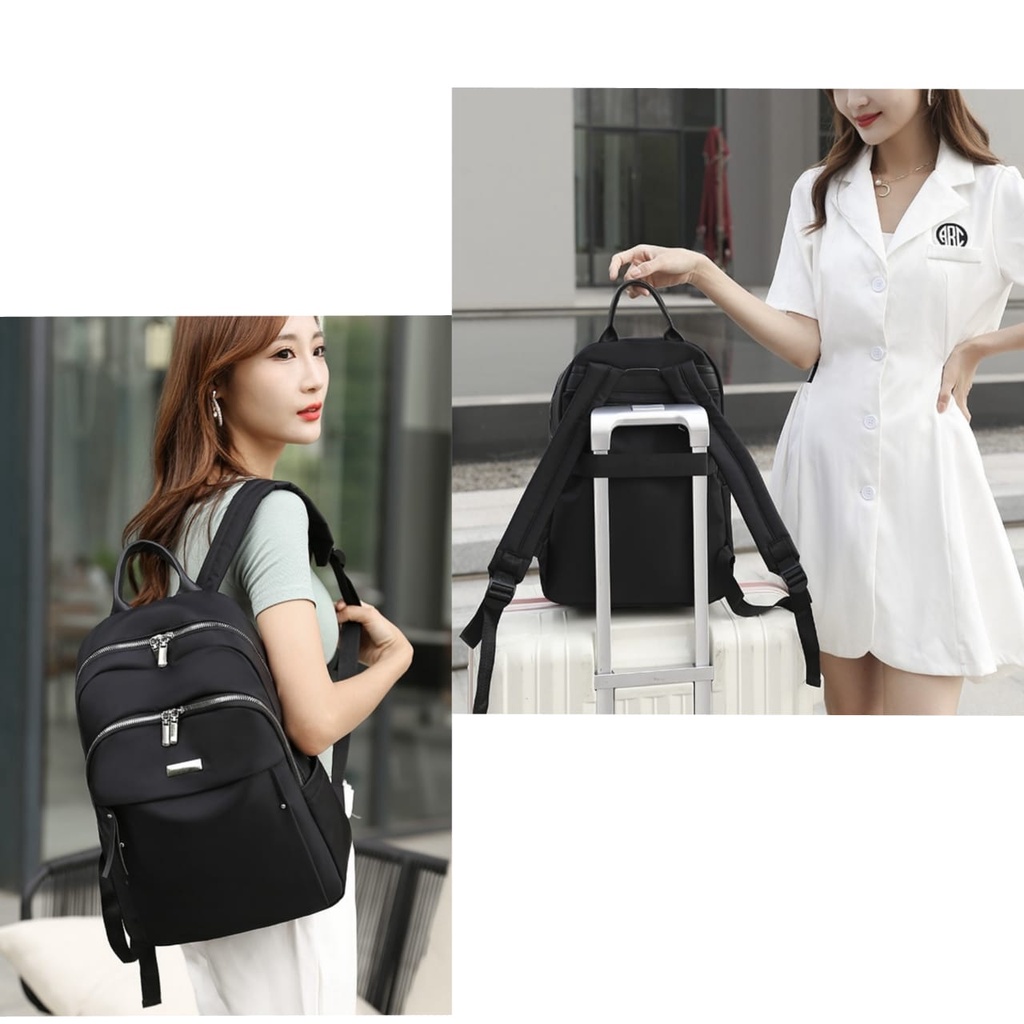 TAS RANSEL IMPORT WANITA ANTI AIR HITAM PUNGGUNG TA380B5 NURTURA BACKPACK KERJA CEWEK SEKOLAH KOREA
