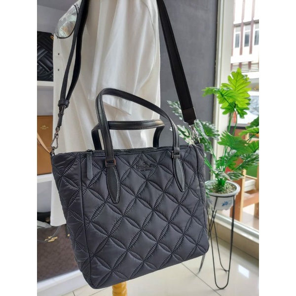 ks jae quilted med satchel black