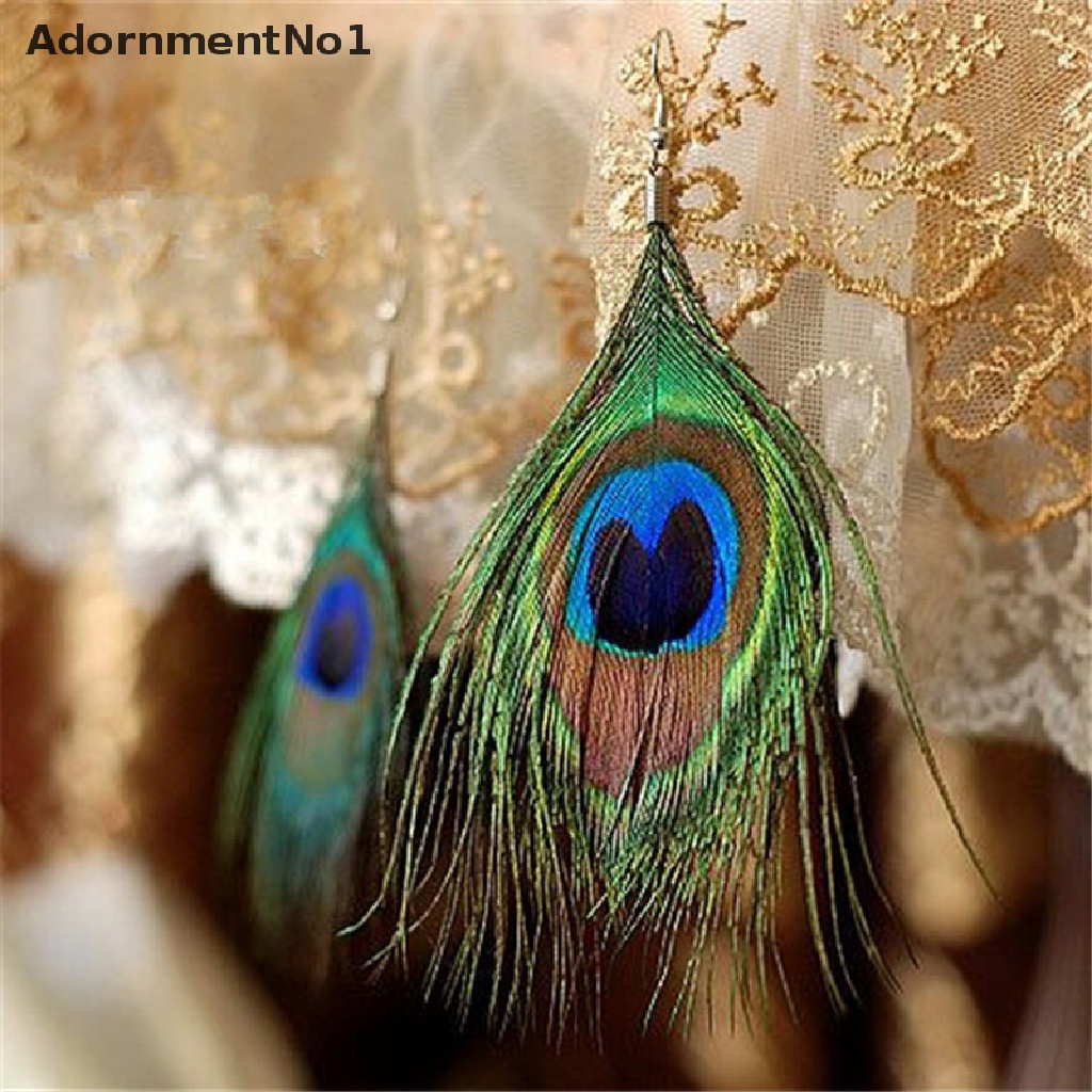 (AdornmentNo1) Anting Kait Gantung Desain Bulu Merak Warna Warni Gaya Natural Untuk Wanita