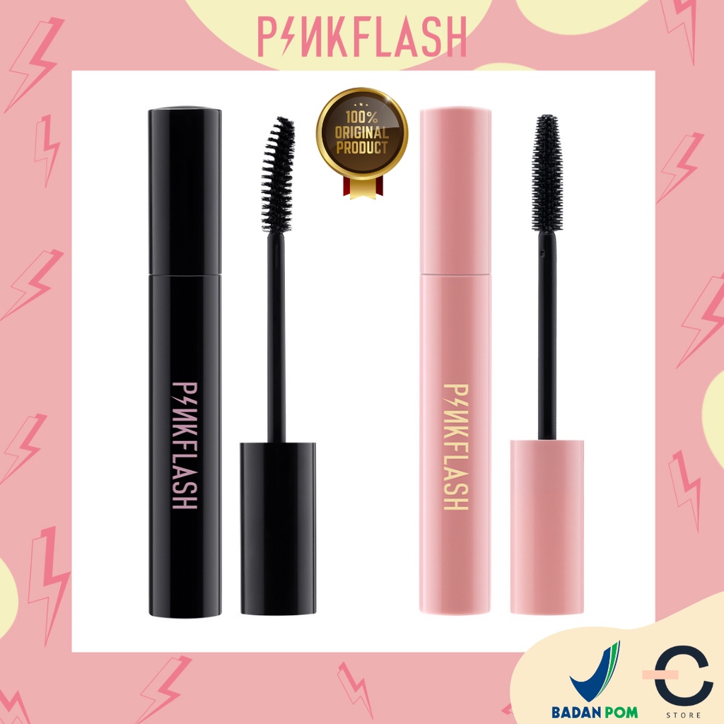 [ORI BPOM] PINKFLASH Maskara Fiber Tahan Air Untuk Memanjangkan Dan Menambah Volume Bulu Mata | PINKFLASH Oilproof Waterproof Curl Mascara | Long | Volume | Maskara Day &amp; Night | Pink Flash PF-E08