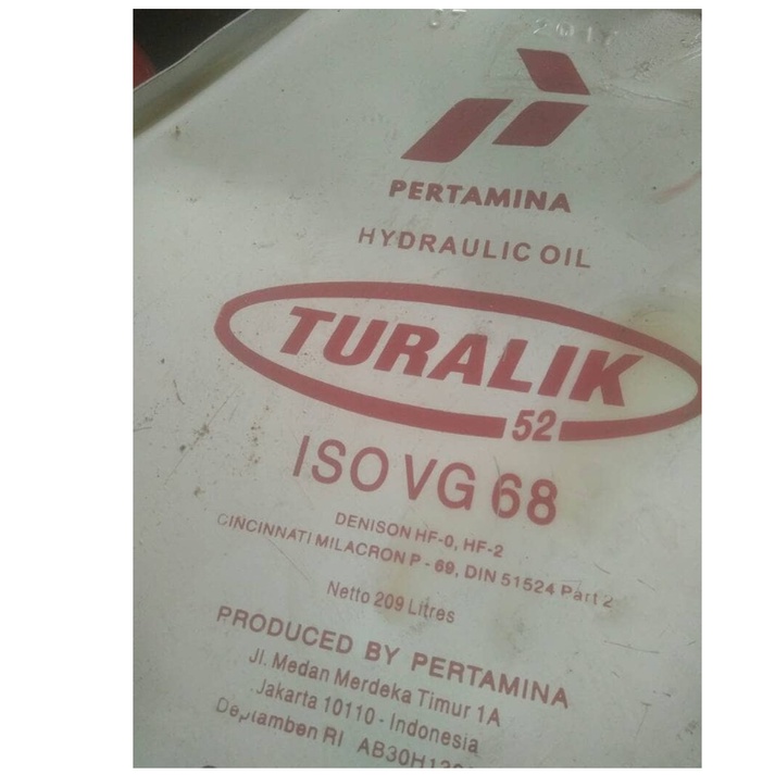 OLI PERTAMINA TURALIK 52 ISO VG-68 / OLI 10 HIDROLIK / OLI DRUM