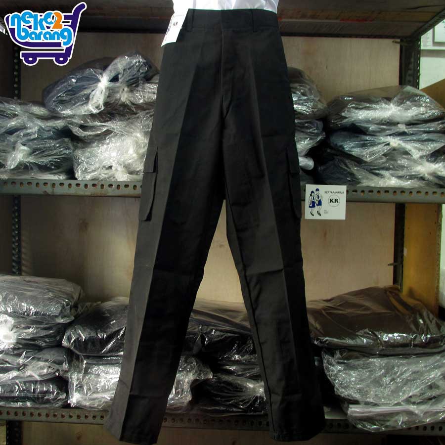Celana Panjang Hitam PDL (Ada tambahan Saku Di Lutut) (Seragam Sekolah)