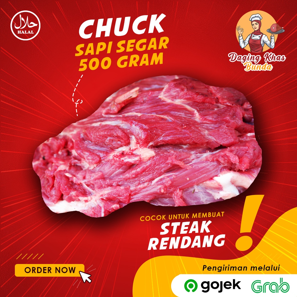 

(PREMIUM) Daging Sapi Chuck Lokal Segar 500 gram