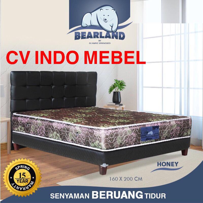 SET Kasur Spring Bed Bearland Promo Murah Ready Makassar Biru/Merah/Cokelat garansi 15 tahun bedset 