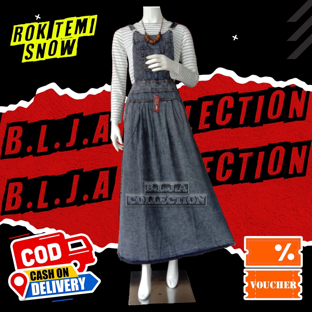 FASHION PAKAIAN ATASAN MUSLIM ROK GAMIS JEANS WANITA CEWEK GANTUNG PANJANG MAYUNG TEMI SNOW ANAK KEK
