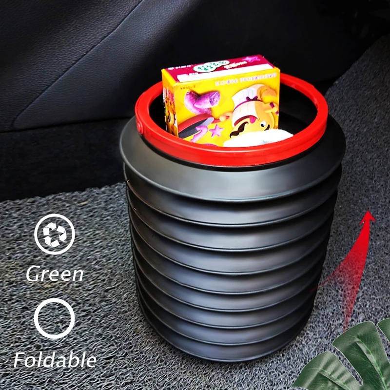 Tempat Sampah Lipat Portable 4L Bahan Tebal Tahan Air Untuk Mobil