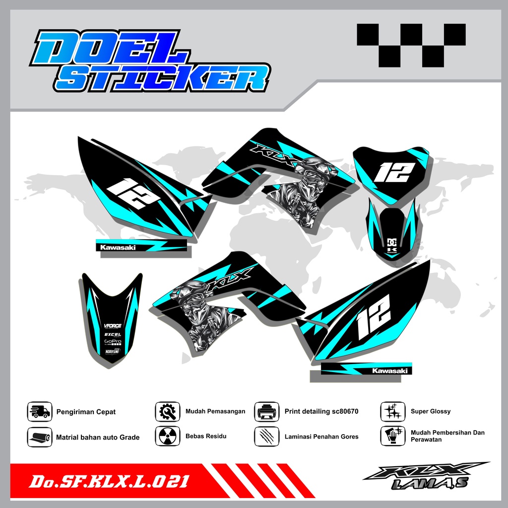 Sticker Striping Honda KLX L , S Lama List Variasi Hologram , Crome Doel 021