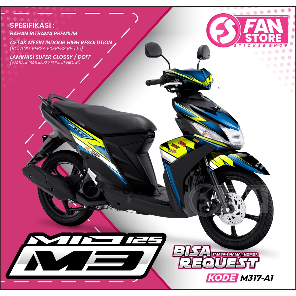 Decal Mio M3 Full body Striping MIO M3 125 Sticker Mio M3 2015 Decal Mio M3 Full Body Racing Blue