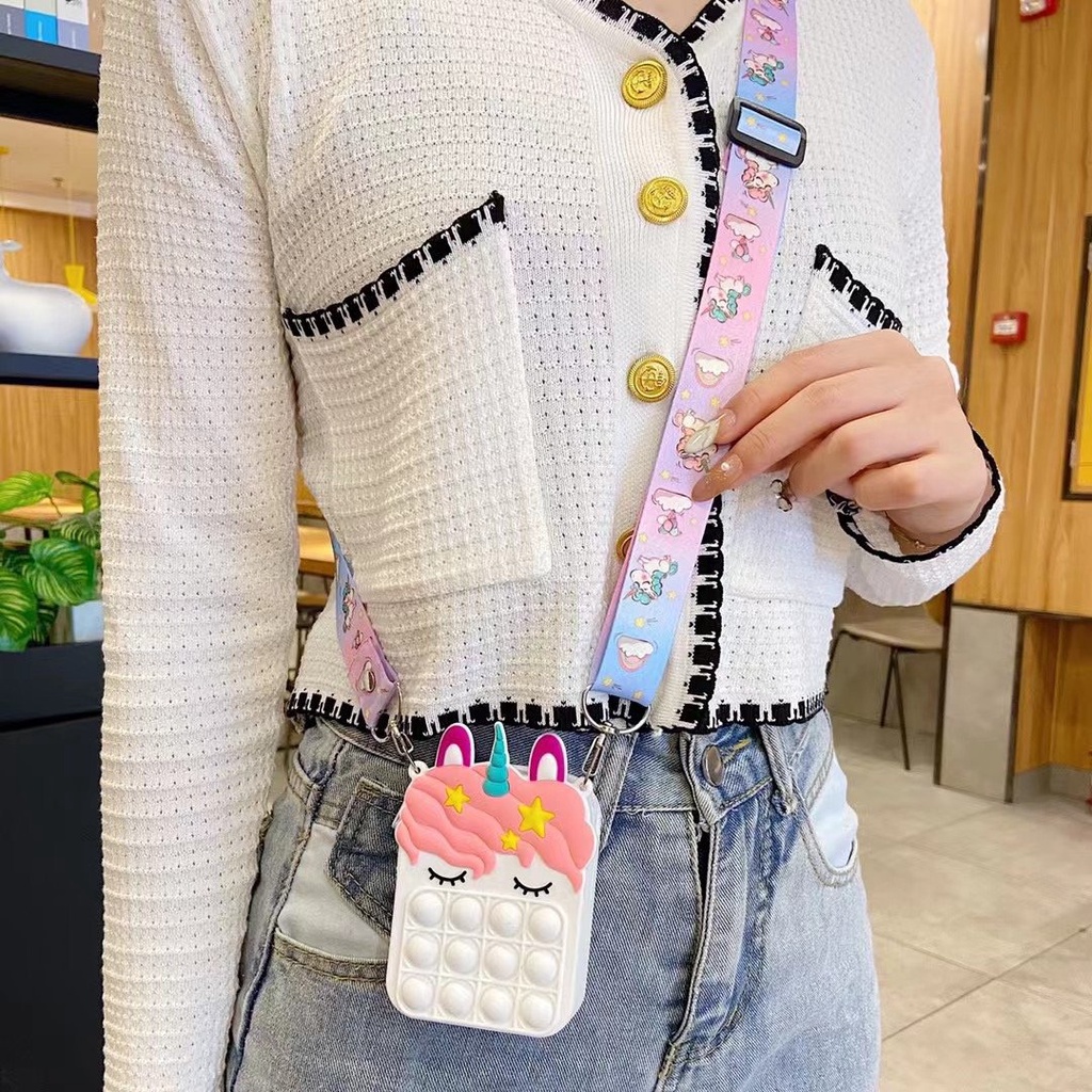 TAS HANDBAG POP IT TAS DOMPET KARAKTER UNICORN TAS UNIK LUCU TAS SAMPING UNICORN POP IT HAND BAG VA254