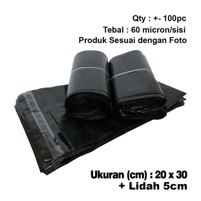 

20 X 30Cm Polymailer Polybag Kantong Amplop Plastik Packing (Isi 100) - Black Matte