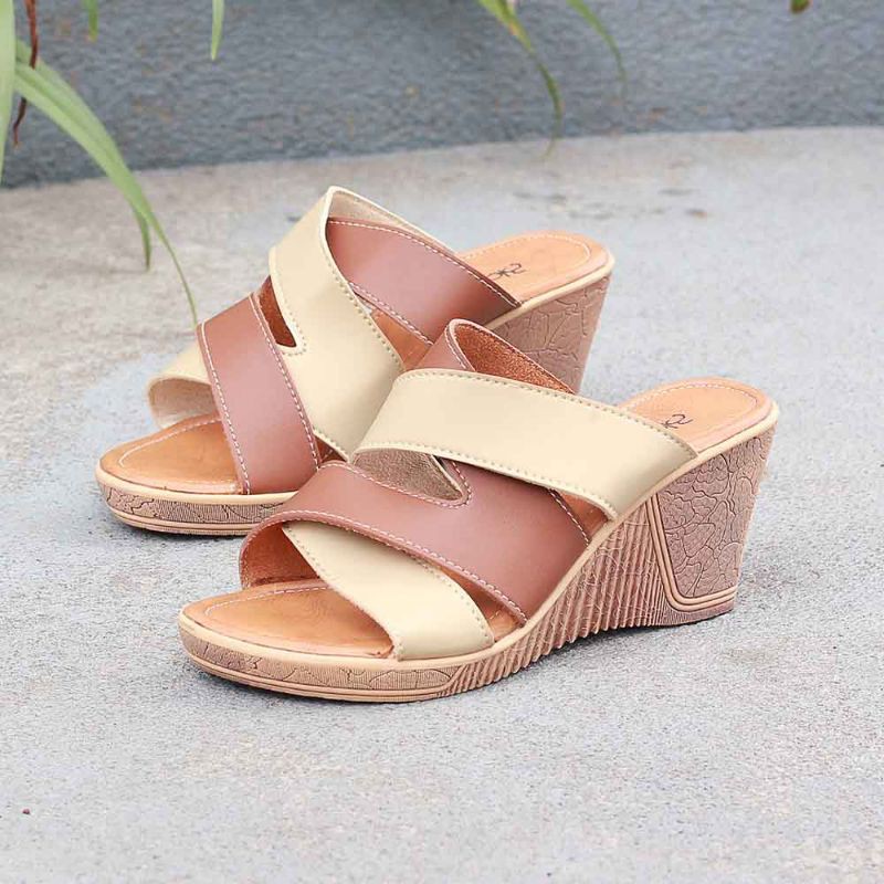 Sandal wedges wanita super premium high quality garansi original