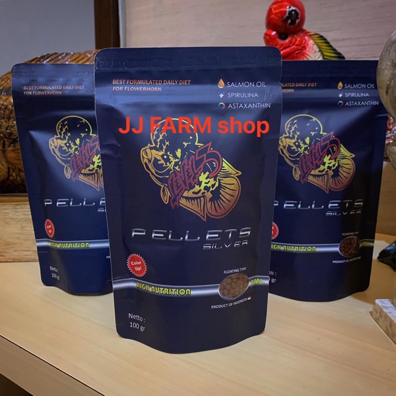 PELET IKAN LOUHAN LEVEL3 PELLET SILVER PAKAN IKAN LOUHAN WARNA MUTIARA head JENONG 100gr pelet koi