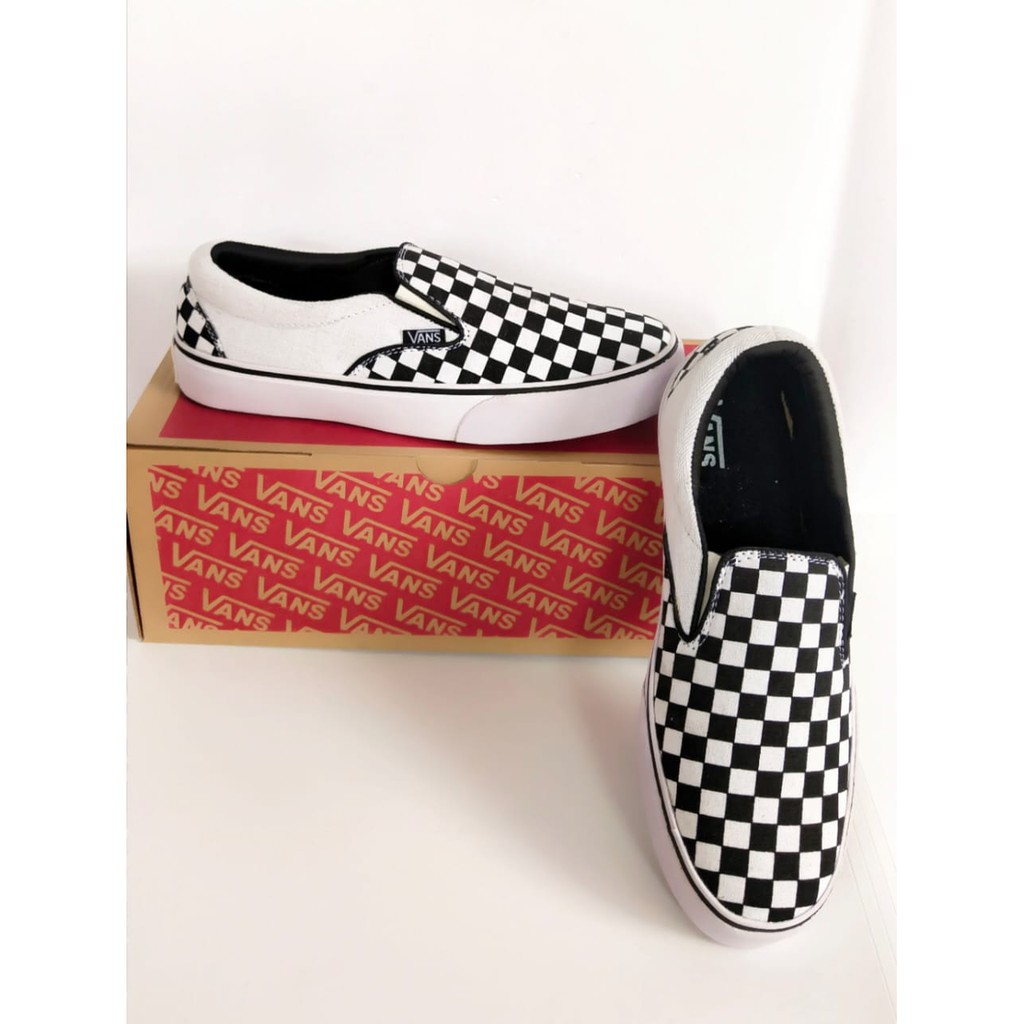 NEW 100% PREMIUM Sepatu Slip On Slipon OG Checkerboard Catur Slip On Sneakers Pria Catur Slipon