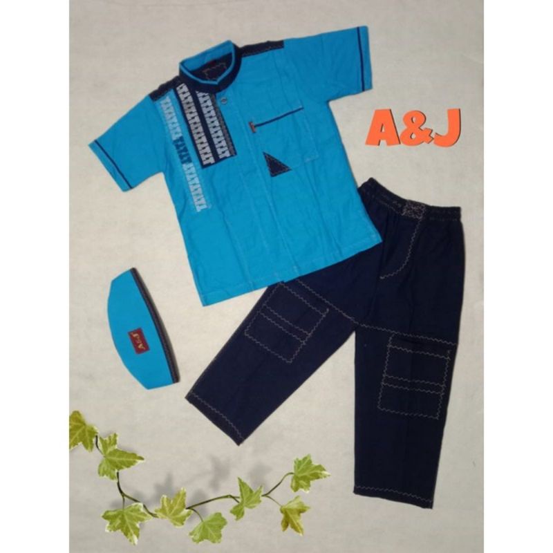 Baju Koko Anak Laki-laki A&J Motif Bordir Usia 3-13th By AL-JAMI'