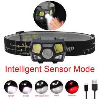TaffLED Senter Kepala LED Rechargeable Motion Sensor Headlamp Cas Ulang USB BL066 COB by Taffware