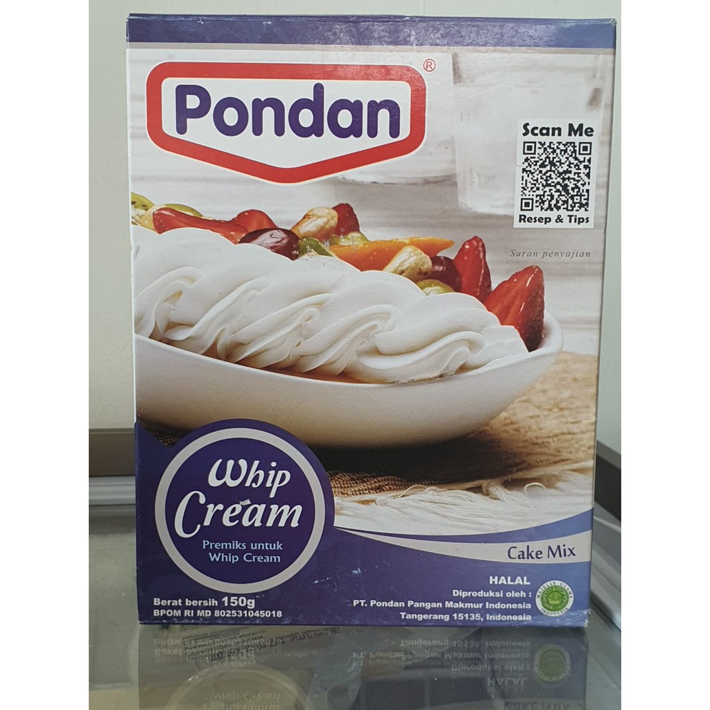 

PONDAN WHIP CREAM 150GR - WHIPPING BUBUK - WHIPPED POWDER - KRIM KOCOK TOPPING MINUMAN HALAL MUI