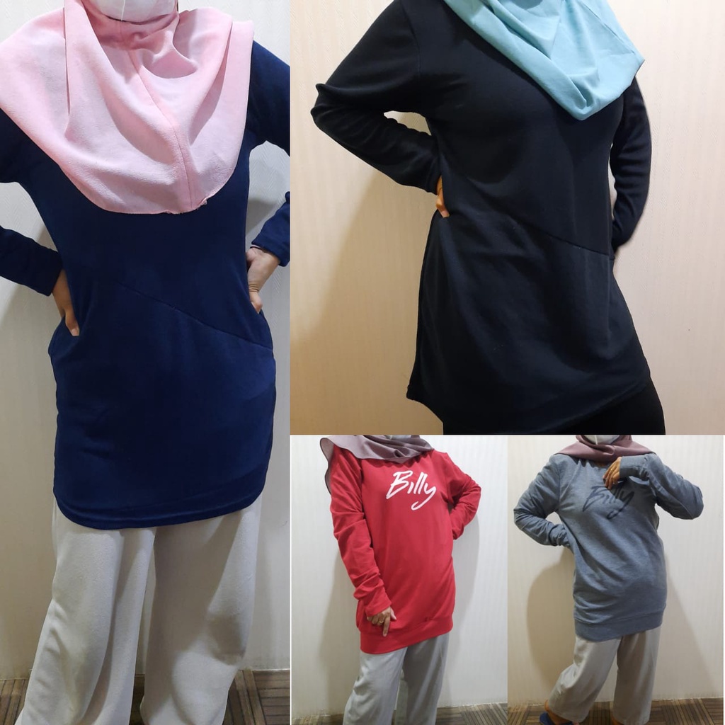 Tunik Wanita Adem / Baju Polos Lengan Panjang Wanita