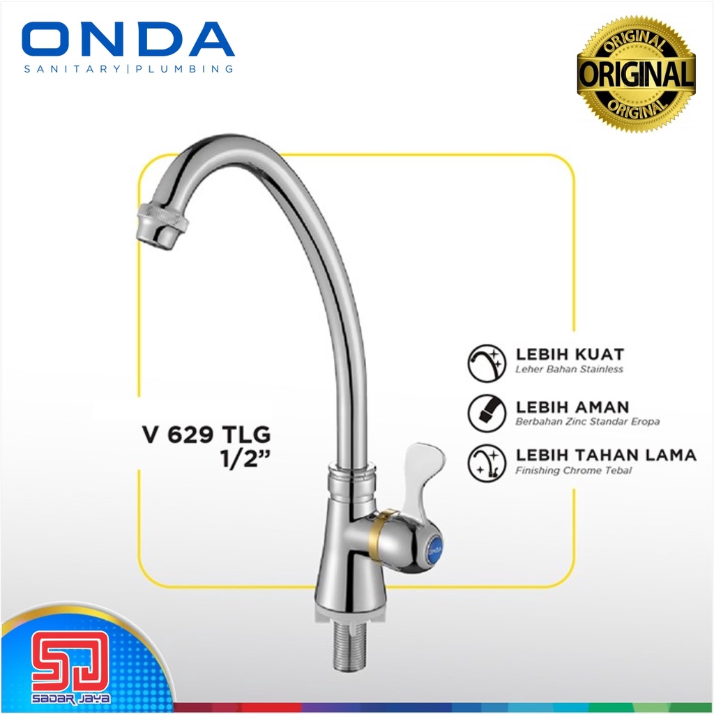 ONDA V 629 TLG Kitchen Sink Tap Kran Dapur Wastafel Keran Angsa Tanam Cuci Piring 1/2&quot;