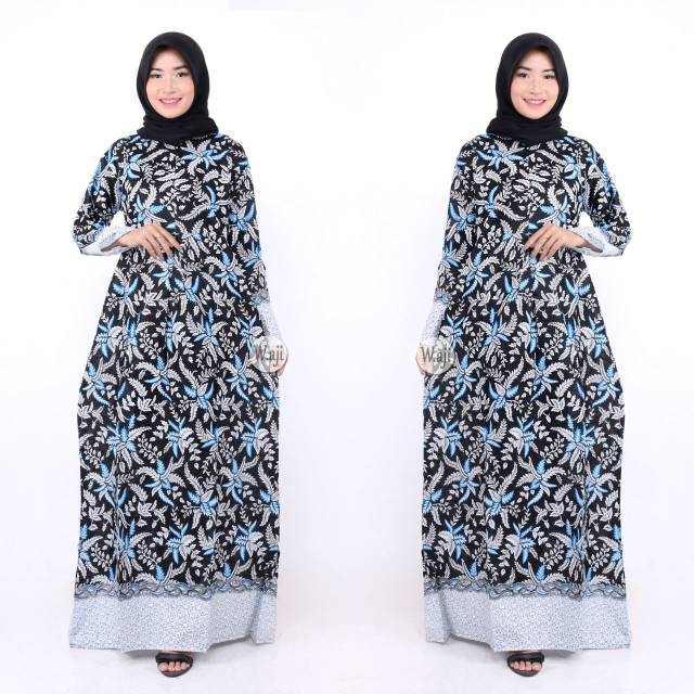 Batik couple keluarga sania ruffle ori ndoro jowi dnt motif blarak biru-3