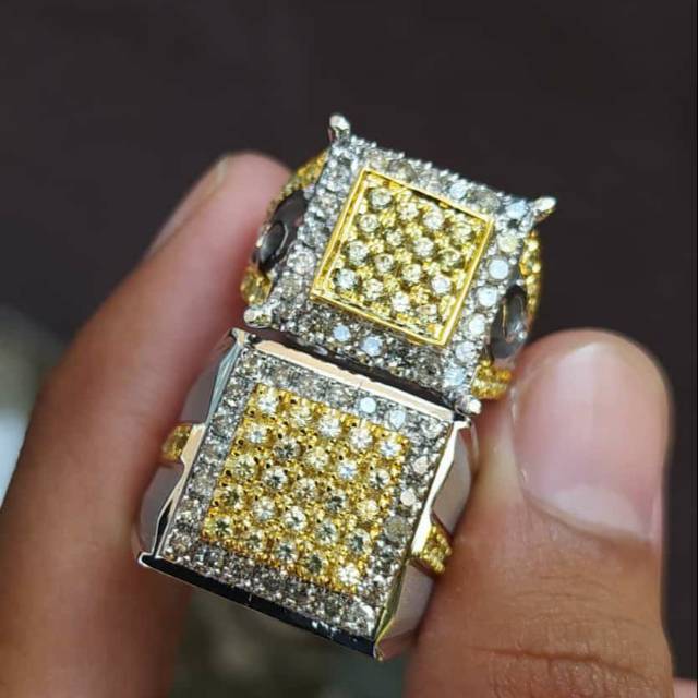 Mata utama yakut keliling berlian eropa ring perak handmade