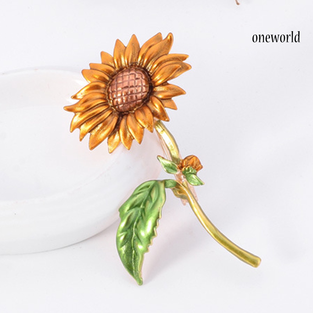 OW@ Summer Style Sunflower Shape Jewelry Gift Creative Brooch Pin for Party