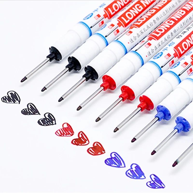 20mm Long Tip Woodworking Marker Pen/ Multi-Purpose Solid Color Deep Hole Mechanical Pencil/ Special Black Marker Pen